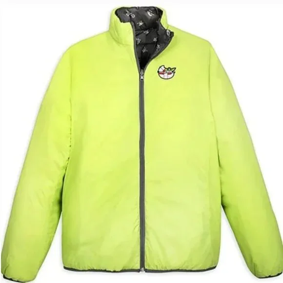 Star Wars Mandalorian Reversible Puffer Jacket Grogu Black Green Small - Picture 11 of 11